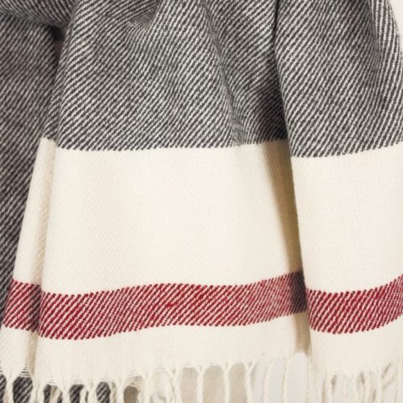 OVERSIZED MIX GREY SCARF WITH TASSELS - Picture 3 of 3